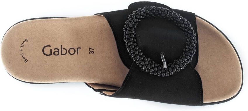 Gabor Slippers plateau zomerschoen slippers met sierparels aan de decoratieve gesp
