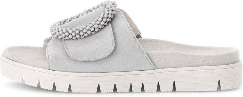 Gabor Slippers plateau zomerschoen slippers met sierparels aan de decoratieve gesp