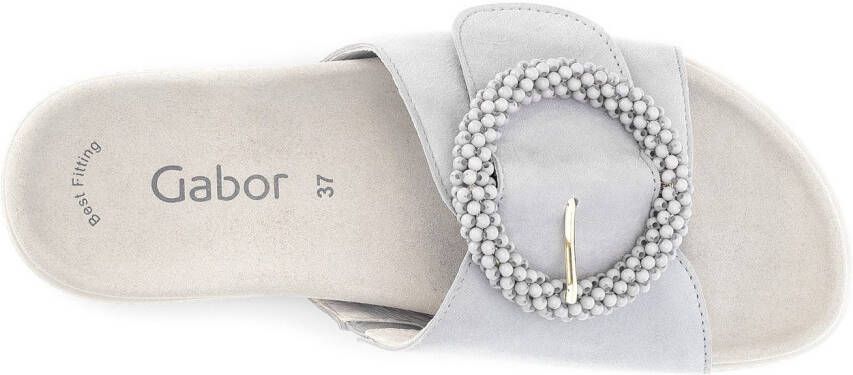 Gabor Slippers plateau zomerschoen slippers met sierparels aan de decoratieve gesp