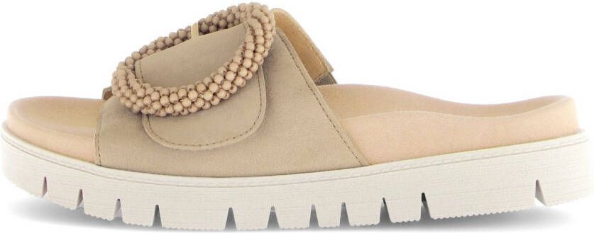Gabor Slippers plateau zomerschoen slippers met sierparels aan de decoratieve gesp