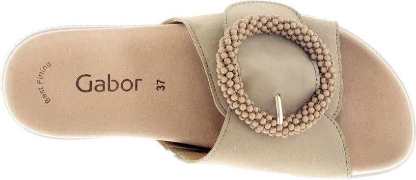 Gabor Slippers plateau zomerschoen slippers met sierparels aan de decoratieve gesp