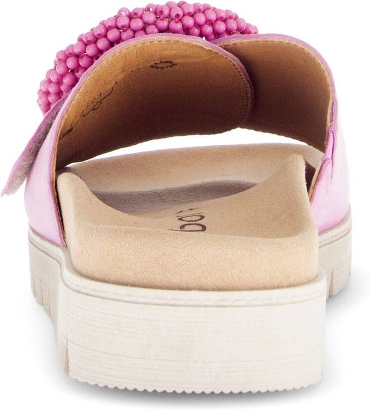 Gabor Slippers plateau zomerschoen slippers met sierparels aan de decoratieve gesp