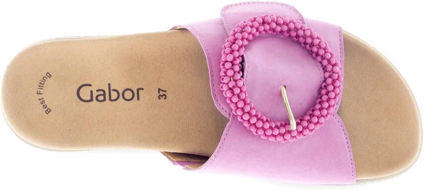 Gabor Slippers plateau zomerschoen slippers met sierparels aan de decoratieve gesp