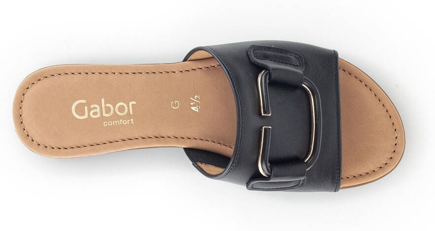 Gabor Slippers Rhodos blokhak zomerschoen slippers met sieraandeel