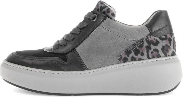 Gabor Sneakers met sleehak plateau halfhoge schoen veterschoen in comfortwijdte g (= wijd)