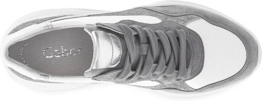 Gabor Sneakers met sleehak vrijetijdsschoen lage schoen veterschoen in modieuze materiaalmix