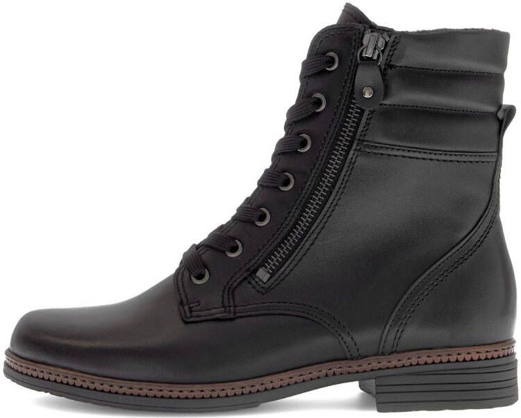 Gabor Veterlaarsjes blokhak veterschoenen met sierritssluiting aan de buitenkant