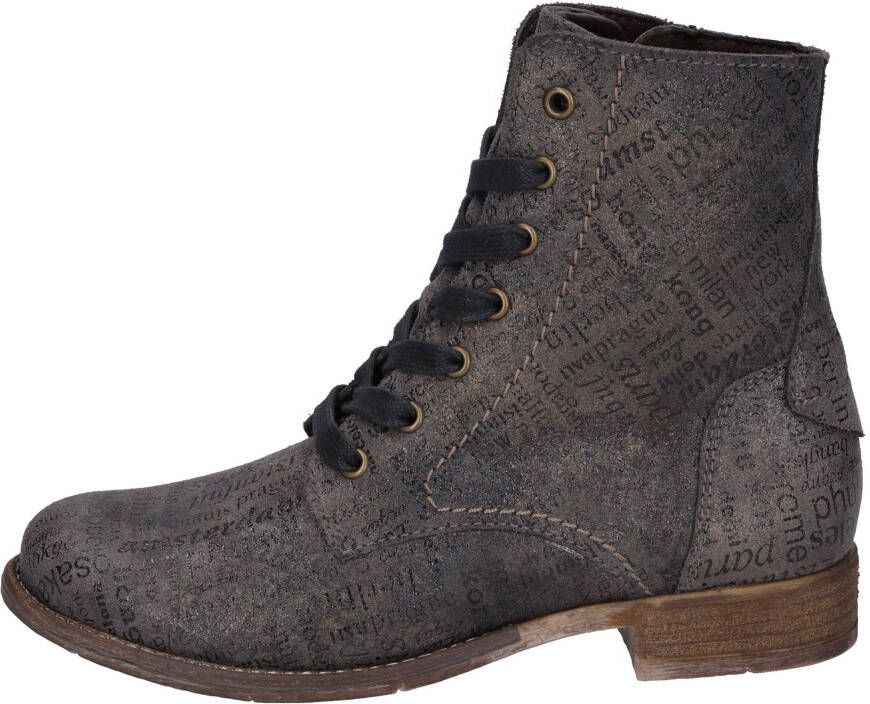 Josef Seibel Hoge veterschoenen SIENNA 82 met modieuze krantenprint