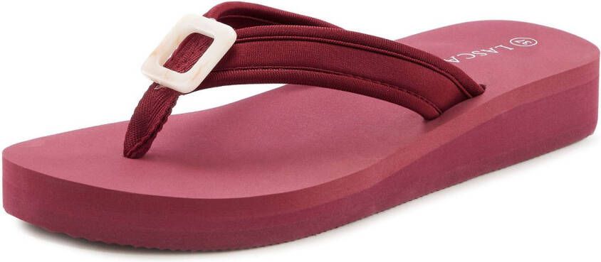 Lascana Badslippers Sandaal pantoffel badslipper met decoratieve applicatie VEGAN