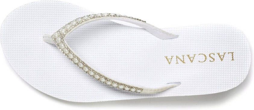 Lascana Badslippers Sandaal pantoletten badschoen met sleehak en parels VEGAN