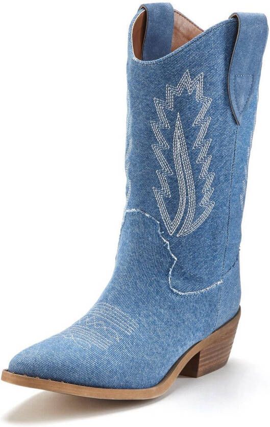 Lascana Cowboy boots Cowboy enkellaars western enkellaars ankleboots in denim-look
