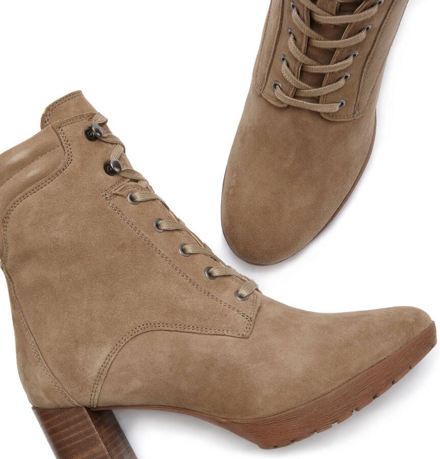 Lascana Highheel-laarsjes Hoge veterschoenen van leer blokhak plateaulaarzen veterschoenen - Foto 3