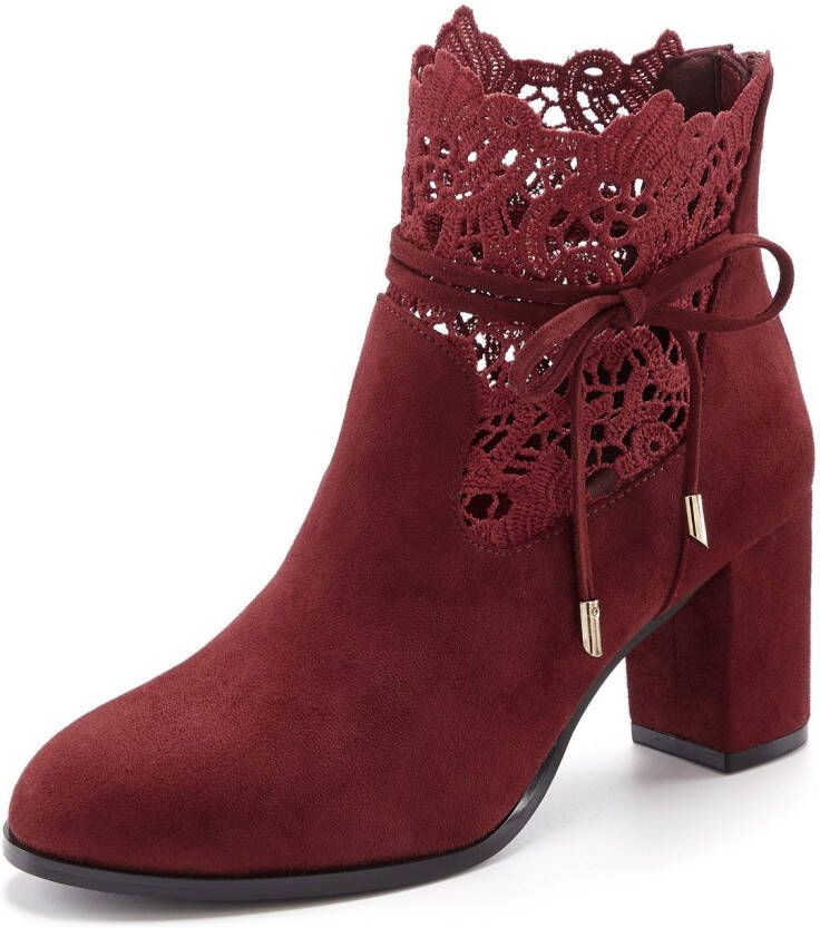 Lascana Highheel-laarsjes met modieuze punt en comfortabele blokhak enkellaars laars