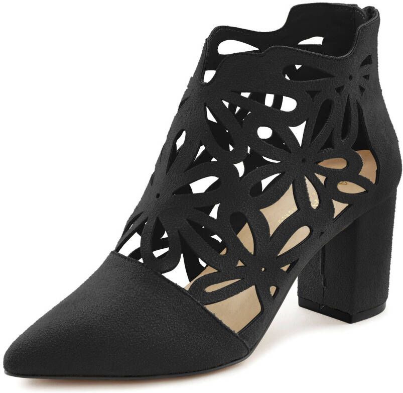 Lascana Highheel-laarsjes met vrouwelijke punt en blokhak ankle boot laars