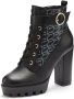 Lascana Laarsjes met blokhak en verfijnde patroon high-heel enkellaars vegan - Thumbnail 4