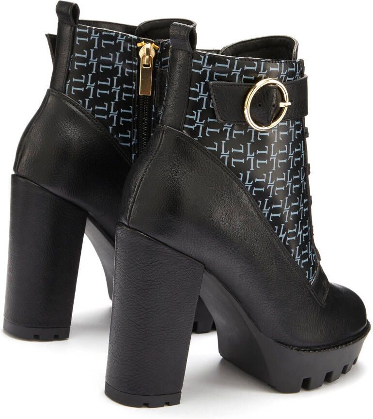 Lascana Laarsjes met blokhak en verfijnde patroon high-heel enkellaars vegan