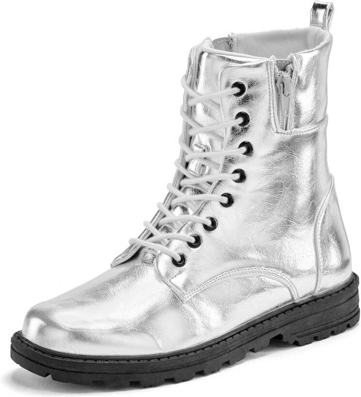 Lascana Laarsjes in de trendy metallic look laarzen vegan