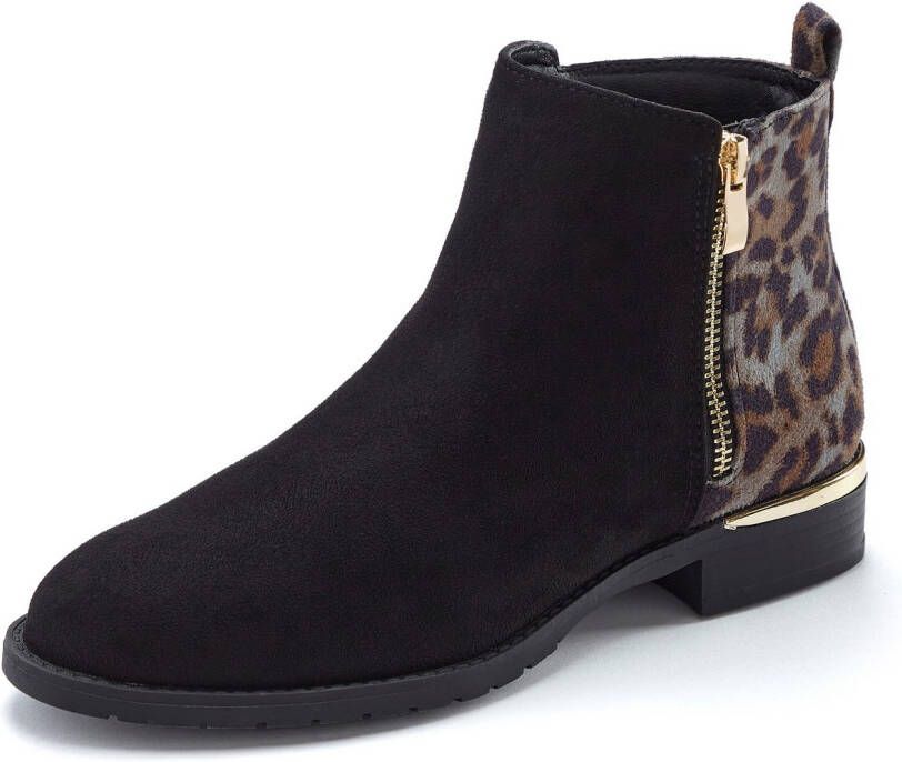 Lascana Laarsjes Ankle boots laarzen met leeuw-print vegan