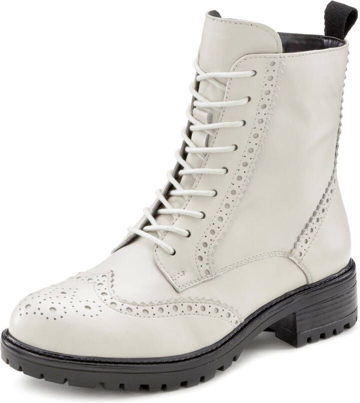 Lascana Veterschoenen Veterschoen enkellaarsjes leer veters en rits