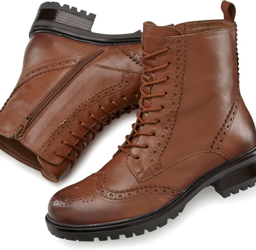 Lascana Veterschoenen Veterschoen enkellaarsjes leer veters en rits - Foto 5