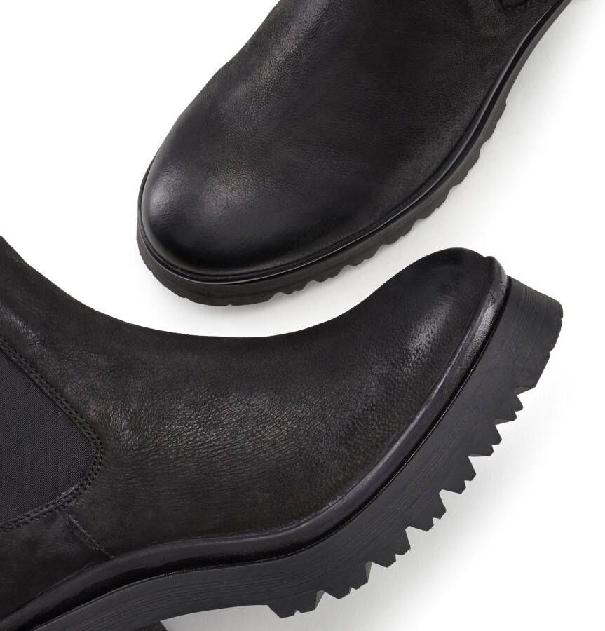 Lascana Chelsea-boots van leer met modieuze blokhak enkellaarsjes