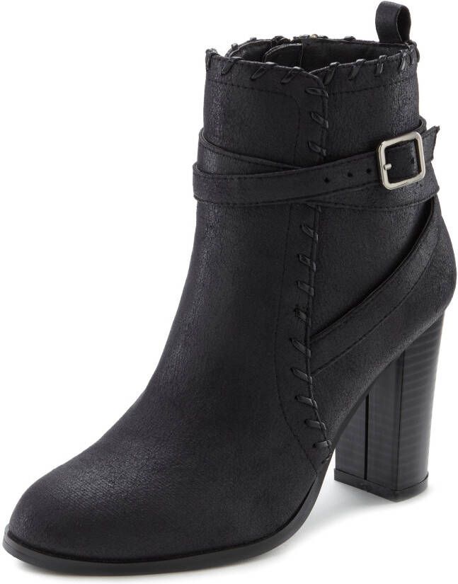 Lascana Highheel-laarsjes in vintage-look met comfortabele blokhak ankle boot laars