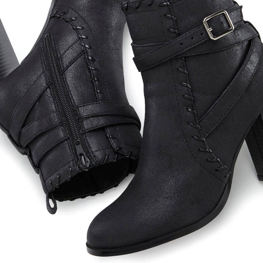 Lascana Highheel-laarsjes in vintage-look met comfortabele blokhak ankle boot laars