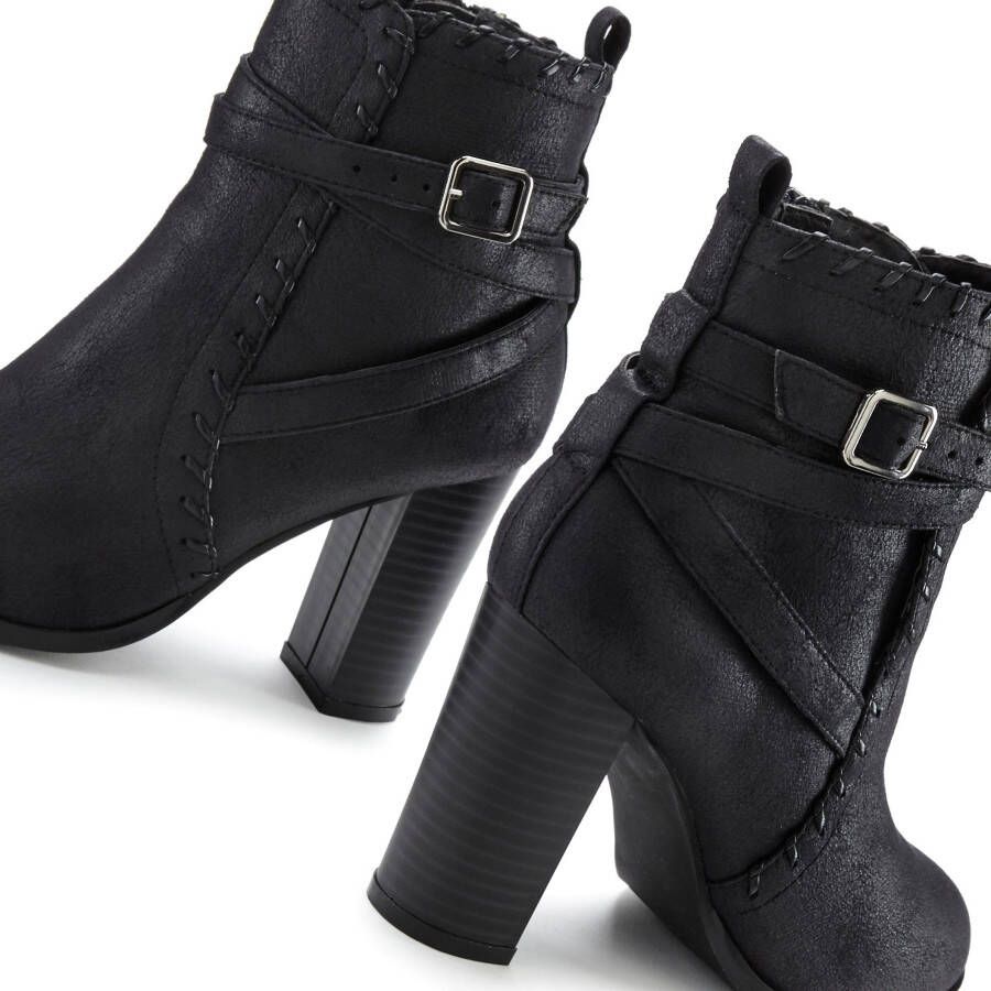 Lascana Highheel-laarsjes in vintage-look met comfortabele blokhak ankle boot laars