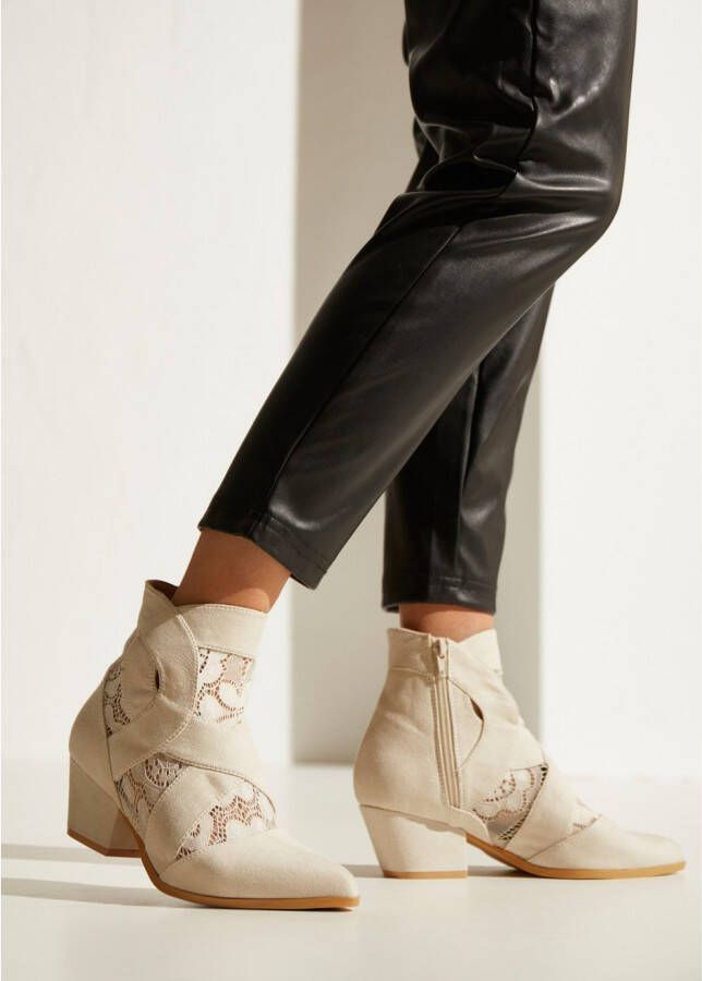 Lascana Laarsjes met kant & comfortabele blokhak cowboylaarzen westernlaarzen