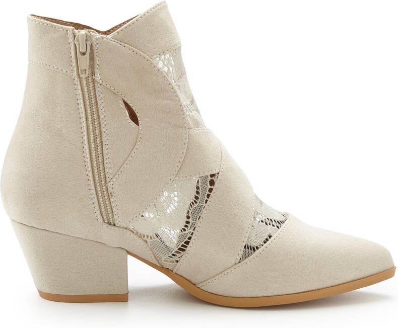 Lascana Laarsjes met kant & comfortabele blokhak cowboylaarzen westernlaarzen