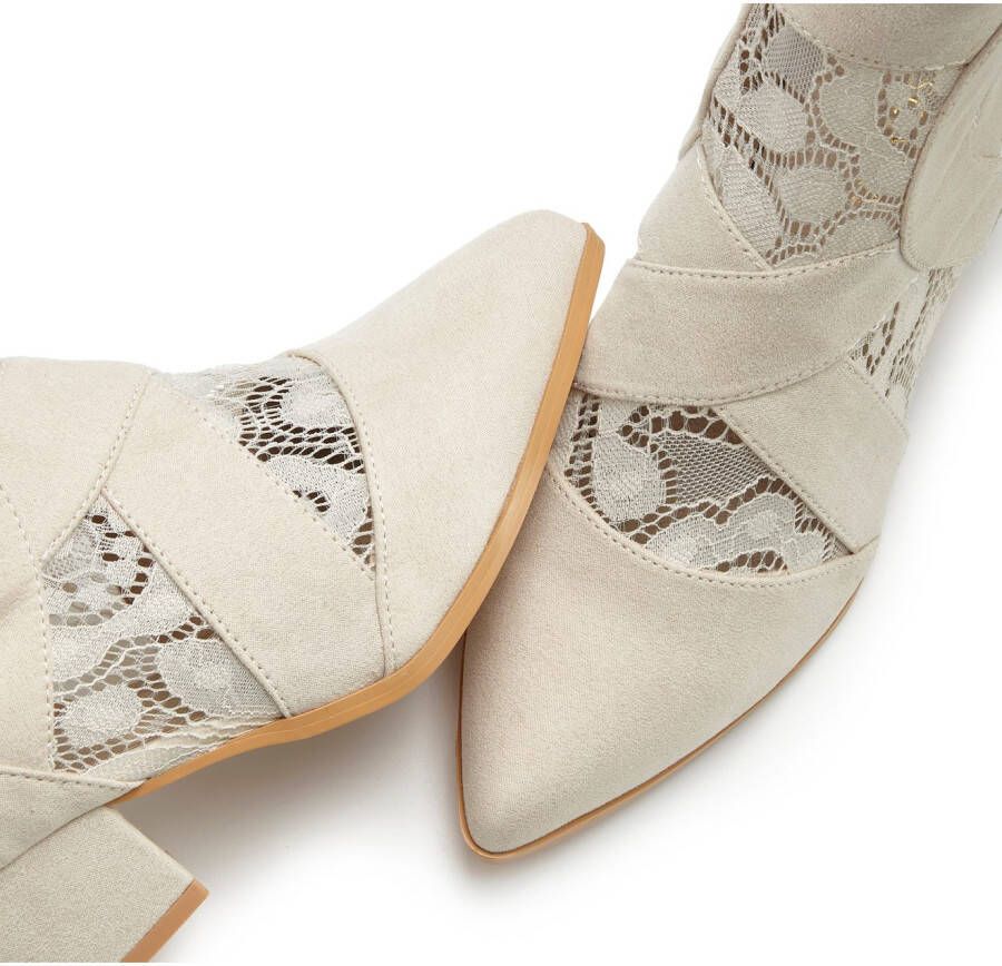 Lascana Laarsjes met kant & comfortabele blokhak cowboylaarzen westernlaarzen
