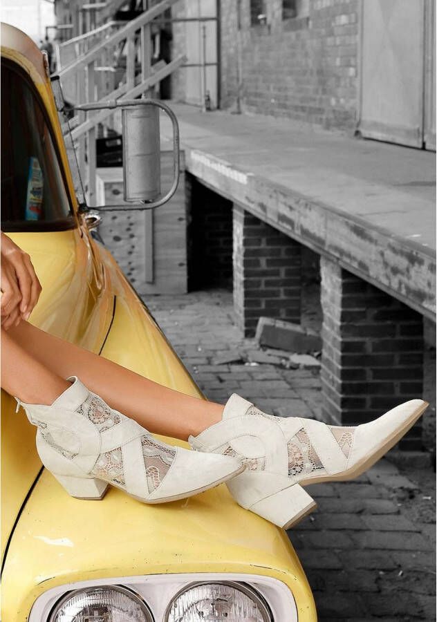 Lascana Laarsjes met kant & comfortabele blokhak cowboylaarzen westernlaarzen