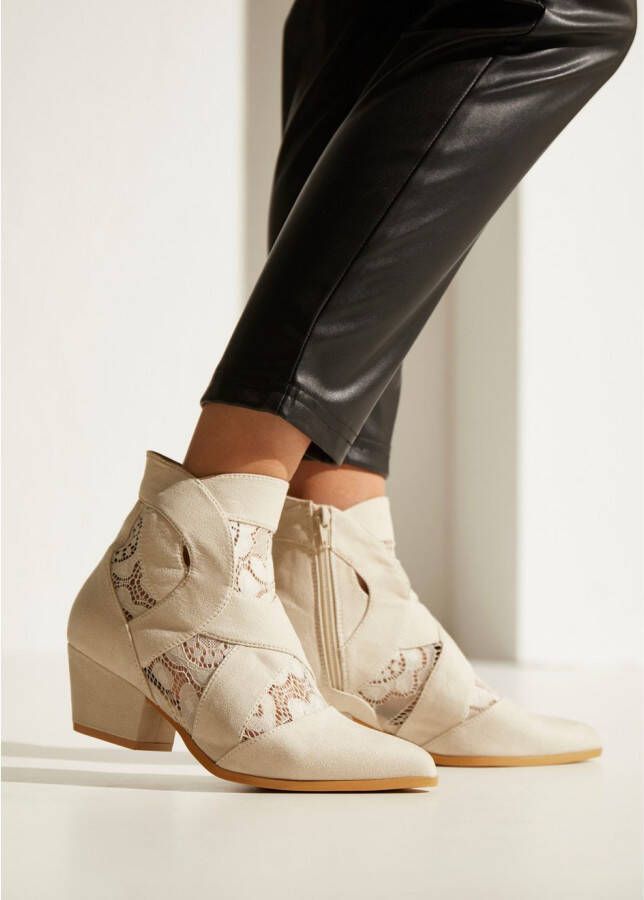 Lascana Laarsjes met kant & comfortabele blokhak cowboylaarzen westernlaarzen