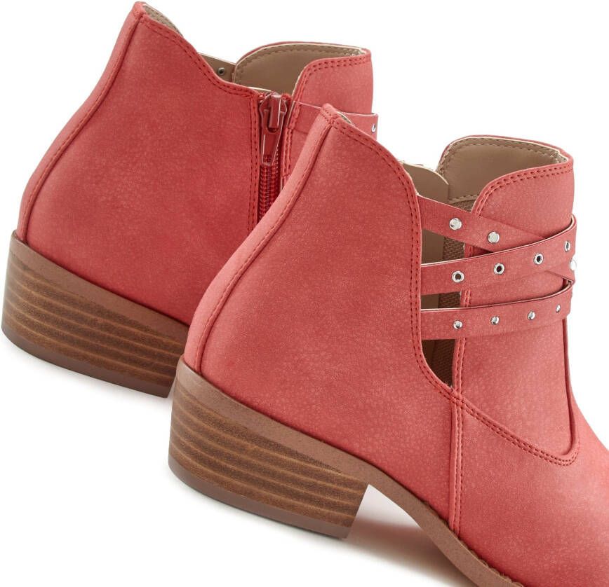 Lascana Cowboylaarsjes Cowboy boots enkel laars met sierbanden & blokhak VEGAN