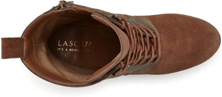 Lascana Hoge veterschoenen Ritslaarzen high heel laarsjes met blokhak