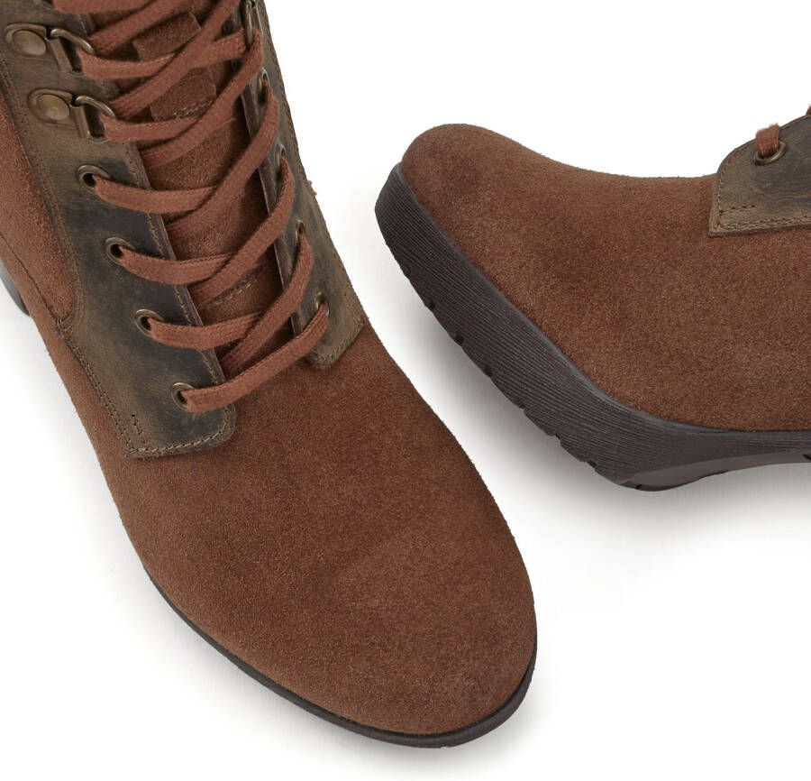 Lascana Hoge veterschoenen Ritslaarzen high heel laarsjes met blokhak
