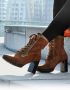 Lascana Hoge veterschoenen Ritslaarzen high heel laarsjes met blokhak - Thumbnail 7