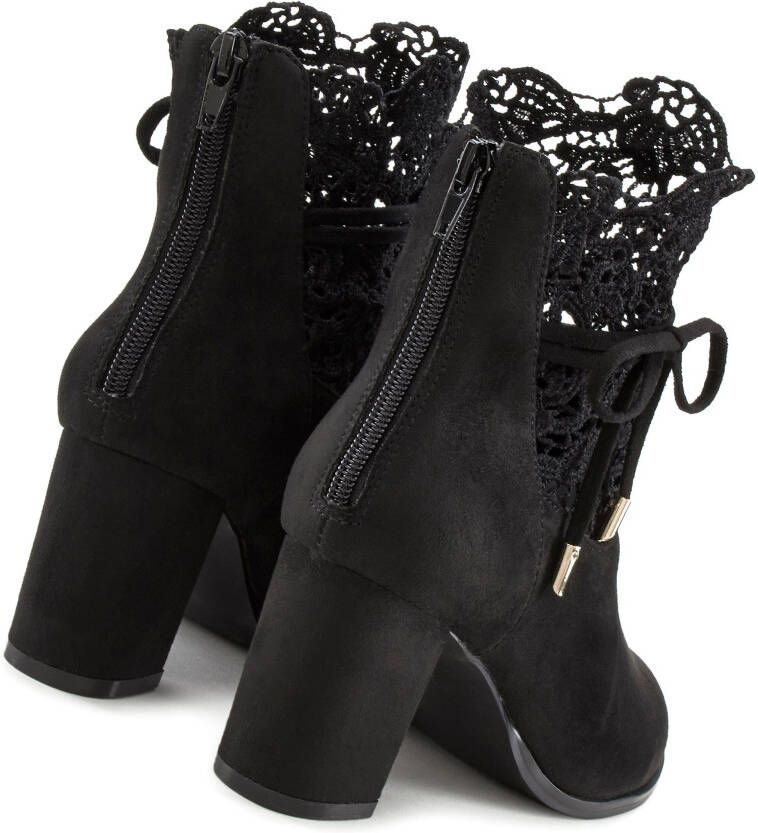 Lascana Highheel-laarsjes met modieuze punt en comfortabele blokhak enkellaars laars