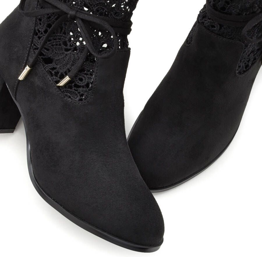 Lascana Highheel-laarsjes met modieuze punt en comfortabele blokhak enkellaars laars