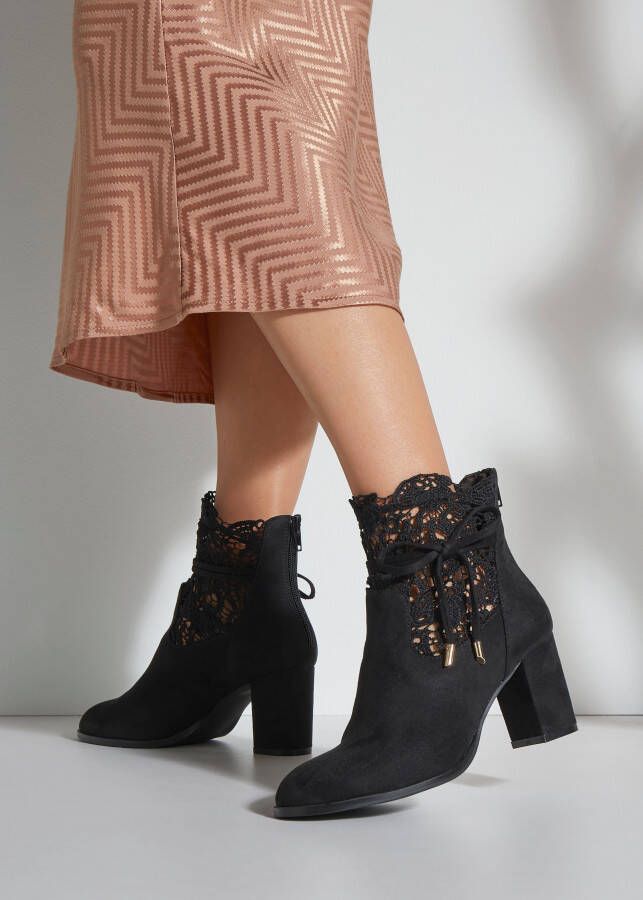 Lascana Highheel-laarsjes met modieuze punt en comfortabele blokhak enkellaars laars