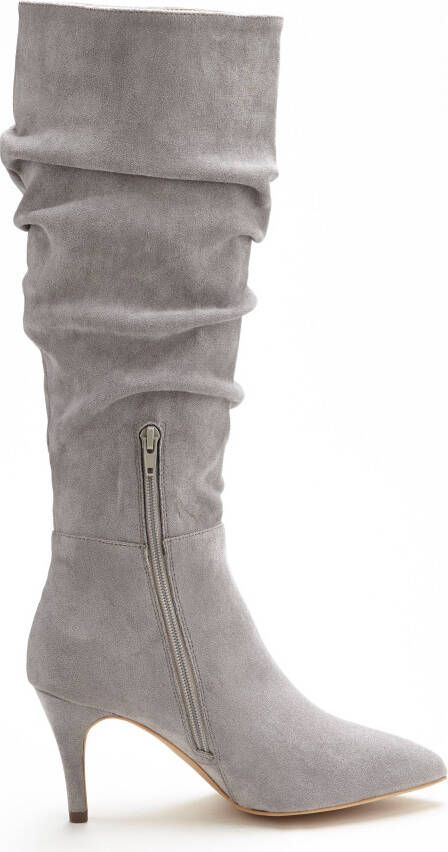 Lascana Laarzen met ritssluiting met modieuze rimpeling lange schacht high-heel enkellaars slouchy boots