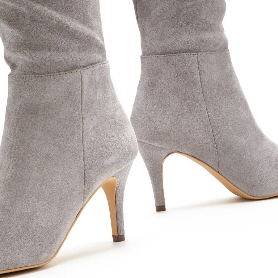 Lascana Laarzen met ritssluiting met modieuze rimpeling lange schacht high-heel enkellaars slouchy boots