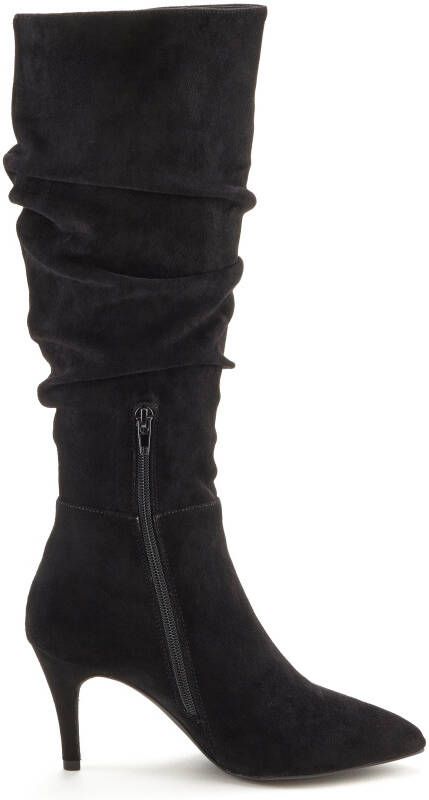 Lascana Laarzen met ritssluiting met modieuze rimpeling lange schacht high-heel enkellaars slouchy boots