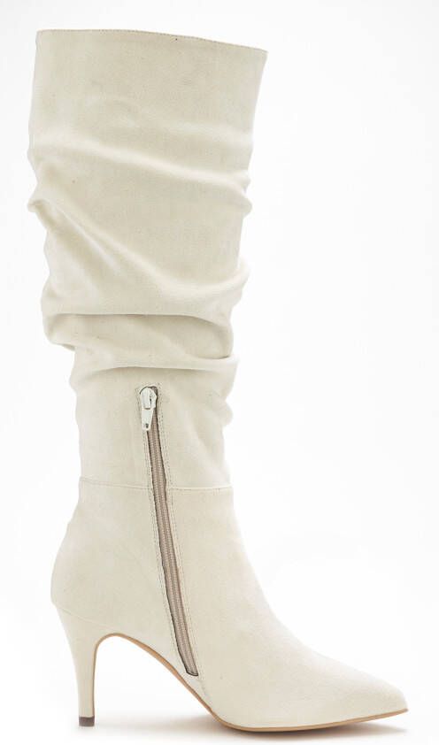 Lascana Laarzen met ritssluiting met modieuze rimpeling lange schacht high-heel enkellaars slouchy boots