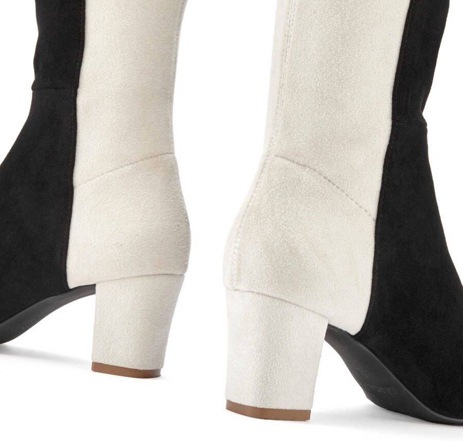 Lascana Laarzen Lange laars enkellaars met blokhak in twee kleuren look