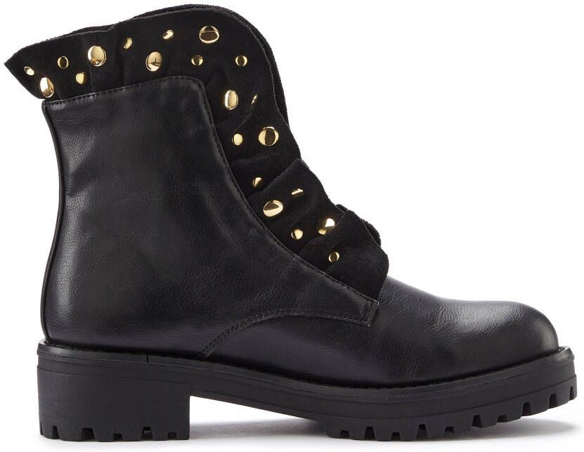 Lascana Laarzen met ritssluiting met glinsterende steentjes en kleine ruches laarsjes ankle boots