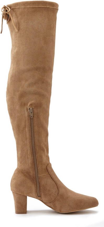 Lascana Overknee-laarzen Slouchy boots lange schacht laarzen instap laars zacht stretchmateriaal