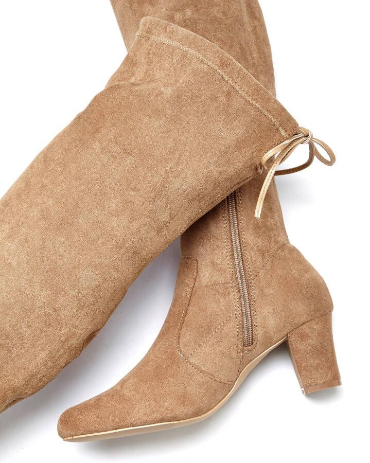 Lascana Overknee-laarzen Slouchy boots lange schacht laarzen instap laars zacht stretchmateriaal