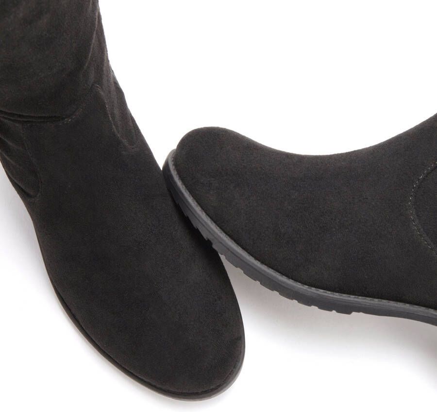 Lascana Overknee-laarzen hoge laarzen met elastische wijde schacht en verfijnd vlecht-detail