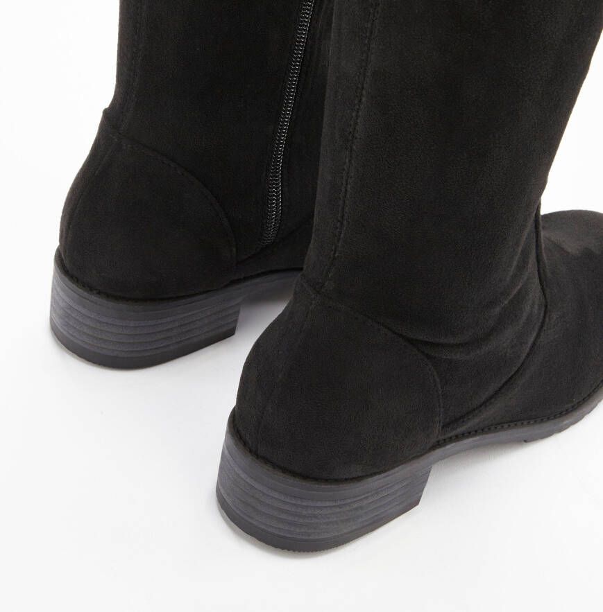 Lascana Overknee-laarzen hoge laarzen met elastische wijde schacht en verfijnd vlecht-detail